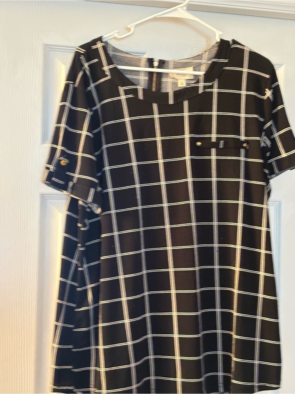 Classic Black Windowpane Tunic Top